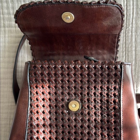 Liz Claiborne Vintage Brown Macrame Leather Backpack - Picture 6 of 10